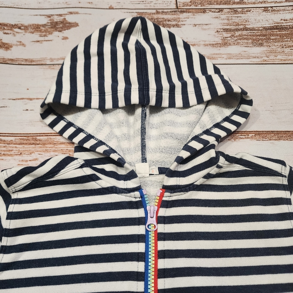 Crewcuts striped hoodie navy blue white rainbow zip up sweatshirt 8 - Picture 8 of 8